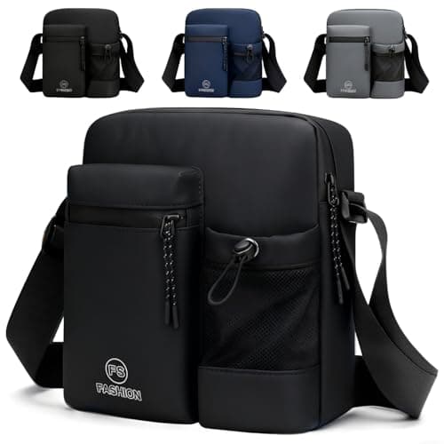 ChioSun Men's Shoulder Bag, Waterproof Water Bottle Messenger Bags(Black)