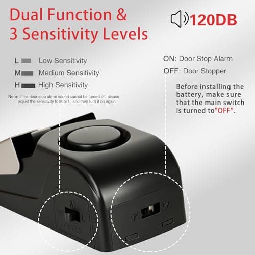 HNHMT Upgraded Portable Door Lock & Door Stop Alarm, Dual Protection Security Door Kit,Door ​Security Devices Pocket Self Defensey Tools,for Traveling Hotel Home Apartment College House(2 Pack) — view 3