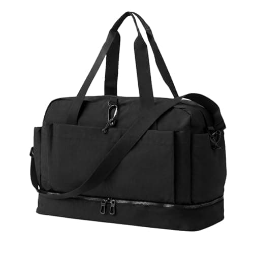Minifactory 45–55L Large Canvas Travel Duffel Bag for Men, Expandable Travel Holdall Luggage Bag, Weekend Bag for Travel, Gym & Holiday, Multi-Pocket Heavy Duty Travel Duffles for Short Trips (Black)