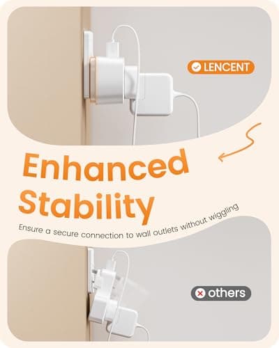 LENCENT Plug Adapter with 3 USB (1 USB-C), Double Wall Plug Extension — view 4