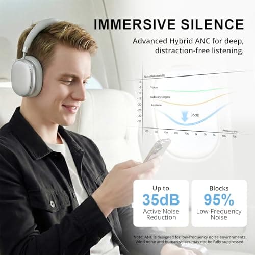 FOFUN NC95 Bluetooth Over Ear Headphones, Noise Cancelling with Smart Knob — view 2