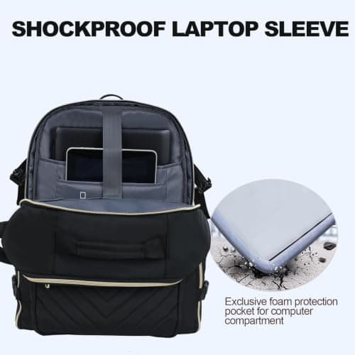 VANKEAN 40L Laptop Backpack Women Large Capacity College Travel Black — view 3