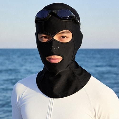 HomeVortex Sunscreen Outdoor Hood Swimming Diving Headgear Face Mask For Men Women(black) — view 2