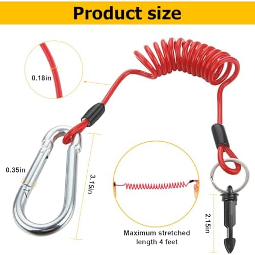 Osilly 4FT Trailer Breakaway Cable, Stainless Steel Spring Towing Brake Away Coiled Wire Strap with Pin, Automotive Brake Safety Wire Accessories, Universal for RV Trailer Camper Emergency — view 2