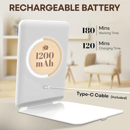Sorbay Rechargeable Travel Mirror With Light Up Camping Portable Mirror With Lights Touch Make Up Compact Mirrors LED Folding Makeup Mirrors with 3 Color Lighting & Adjustable Brightness (UK BRAND) — view 5
