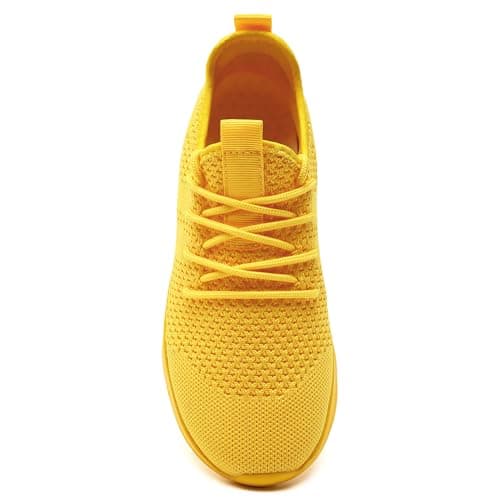 DLWKIPV Men's Trainers Lightweight Breathable Slip-On Sneakers with Anti-Slip Sole and Cushioned Casual Outdoor Sports Fashion Jogging Shoes for Running Walking Tennis Yellow UK Size 8 — view 4
