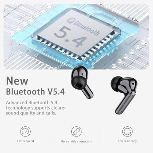Wireless Earbuds, 2026 Bluetooth 5.4 Headphones in Ear 6D Deep Bass Stereo, 40H Earphones with 4 ENC Noise Cancelling Mic, IP7 Waterproof LED USB-C, AI-Enhanced Calls Bluetooth Earbuds for Android iOS — view 2