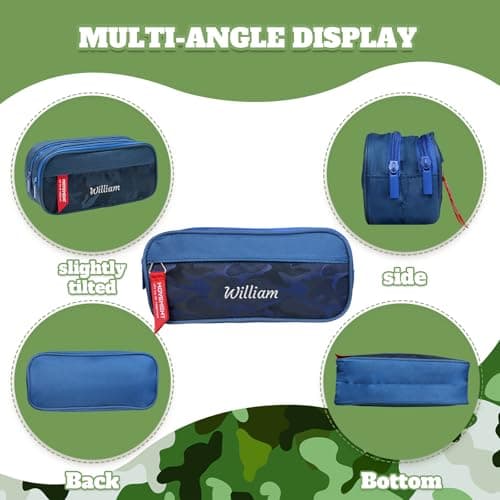 Personalized Pencil Case, Custom Pencil Pouch, Camouflage, Black — view 6