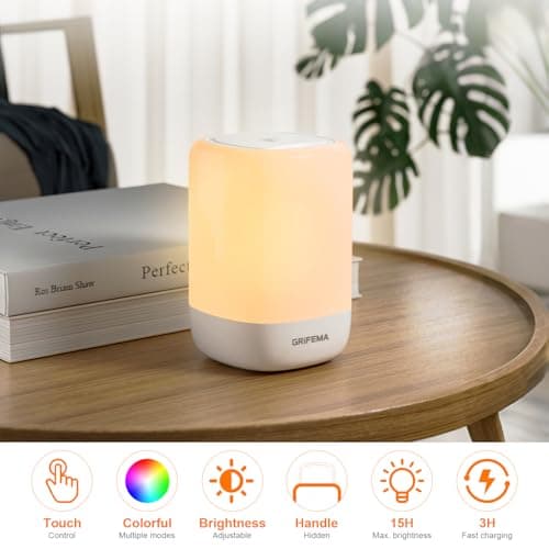 GRIFEMA LED Touch Bedside Lamp RGB Colour Changing — view 2