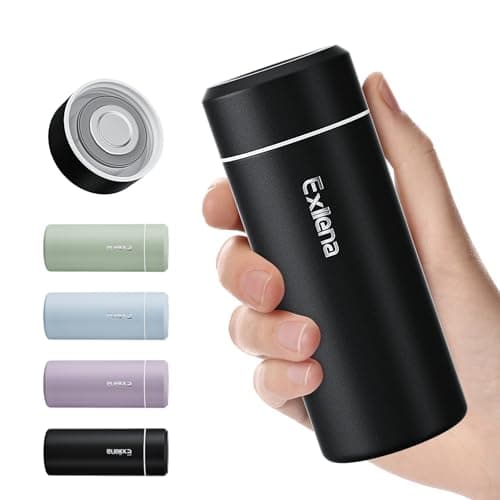 【Upgraded】 Exllena Small Water Bottle for Handbag – 250ml Small Flask for Hot & Cold Drinks, Perfect Small Insulated Water Bottle for Travel, Milk, Coffee... (Black)