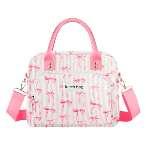 TXBOBECO Insulated Lunch Bags for Women, 11.5L Corduroy Cool Bag Large Lunch Box Bag, Adults Girls Packed Lunch Box Tote Bags with Shoulder Strap, Soft Cooler Picnic Bagsfor Work School Picnics