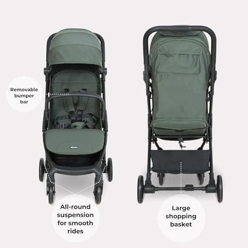 My Babiie MBX2 Compact Stroller – from Birth to 22kg, Foldable, Lightweight, Travel Buggy for Toddlers, Pushchair with UPF50+ Sun Canopy - Forest Green — view 5