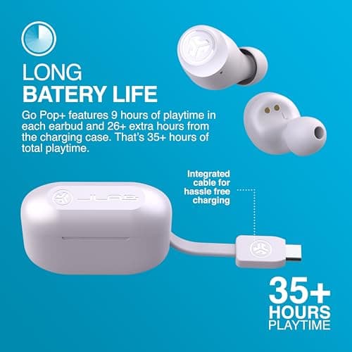 JLab Go Air Pop+ True Wireless Earbuds with Mic - Bluetooth, Lilac — view 6