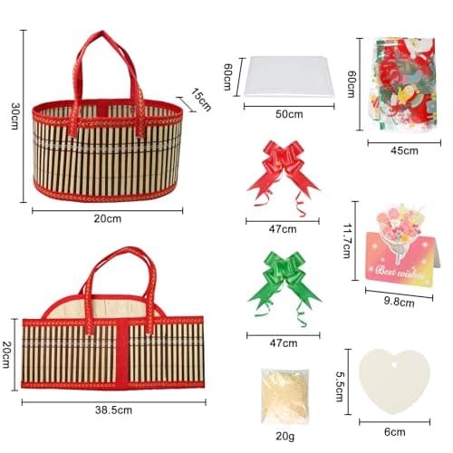 Gift Baskets Empty with Glass Bags, Hamper Box for Gifts, Woven Bamboo — view 2