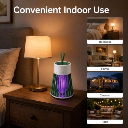 USB Rechargeable UV Bug Zapper Mosquito & Fly Trap, Portable Electric Insect Killer Lamp with Hanging Loop for Camping, Bedroom, Patio & Indoor Outdoor Use — view 6