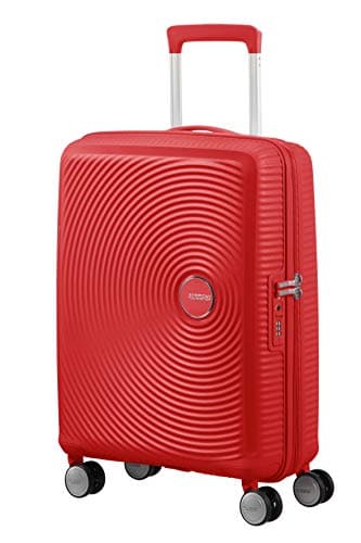 American Tourister Soundbox - Hand Luggage Suitcase 55 x 40 x 20/23 cm - Hard Shell Trolley Suitable for EasyJet - Expandable, Light, 4 wheels & TSA Lock - 35.5/41 L - Red (Coral Red)