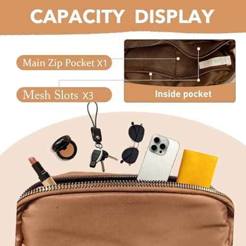 JENCVNL Belt Bag for Women Men, Fashion Bumbags for Ladies Small Crossbody Bags Fanny Pack Lightweight Waist Pack with Adjustable Strap for Running Hiking Workout Traveling (Brown) — view 4