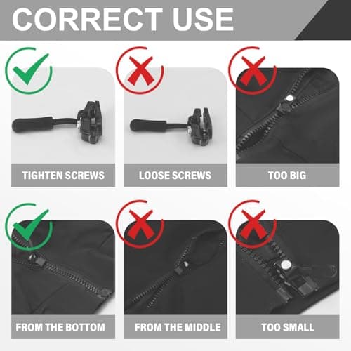 9PCS Zipper Repair Kit Zip Fixer Pull Universal Replacement Slider 3 Sizes #3#5#7#8#10 Easy Clip-On Zips Extension for Jackets Coats Luggage Backpacks Tents Jeans Tool-Free Instant Fix for Broken — view 4