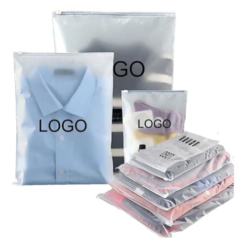 jfs 50Pcs Custom Frosted Zipper Bag Home Travel Stoeage Clothing Underwear Business Custom Logo Packaging Bag (15x20cm)