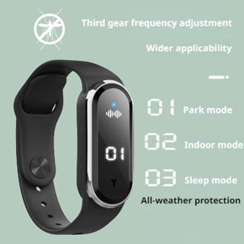 Ultrasonic Mosquito Repellent Bracelet, 150 Hour Battery Life Wearable Buzz Defense Watch with Adjustable Silicone Strap, Waterproof Outdoor Anti Mosquito Band for Kids and Adults (White) — view 6