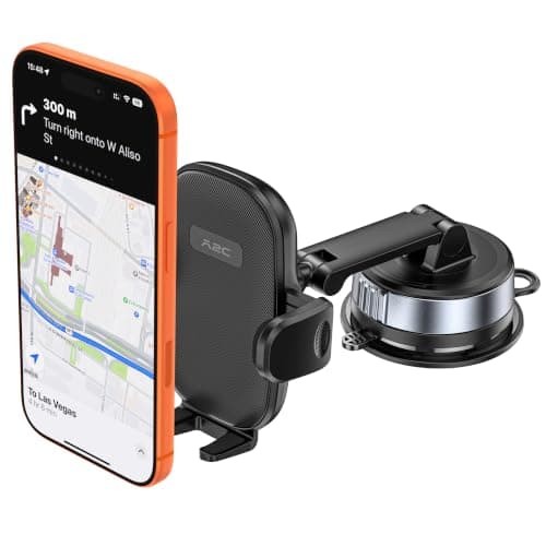 APPS2Car Car Phone Holder Mount, Strong Vacuum Suction Cup Phone Mount for Car Dashboard & Windshield, Dual-Axis Anti-Shake Arm, 360° Adjustable Universal Cell Phone Holder for Smartphone