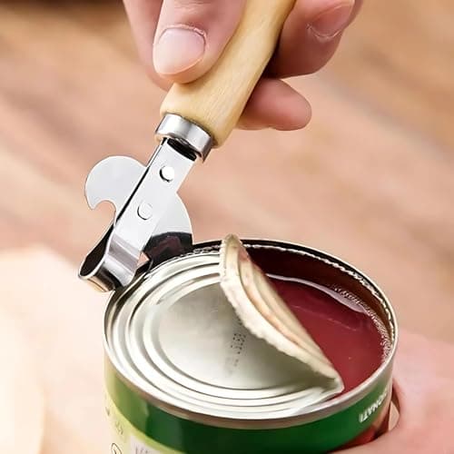 Premium Tin Opener, Tin Can Opener with Wooden Handle, Manual Can Opener — view 3