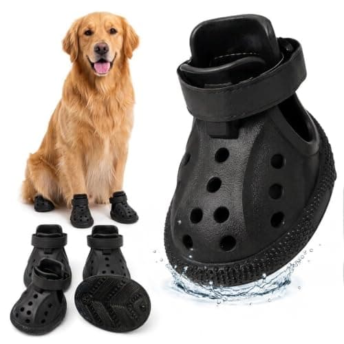 Dog Shoes for Medium Large Dogs, Adjustable Pet Paw Boots with Textured Sole, Lightweight Dog Booties for Walking and Outdoor Use, 4 Pack