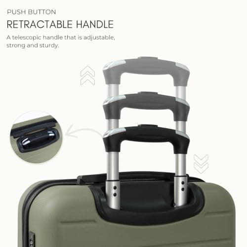 Rocklands® Lightweight 4 Wheel Hard Shell Luggage Suitcase Ryanair Cabin Carry on Travel Bag 55x40x20 (Olive Green) — view 4