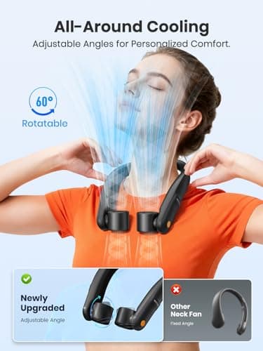 Warmco N4 5200mAh Rechargeable Neck Fan for Travel and Outdoor Use — view 4