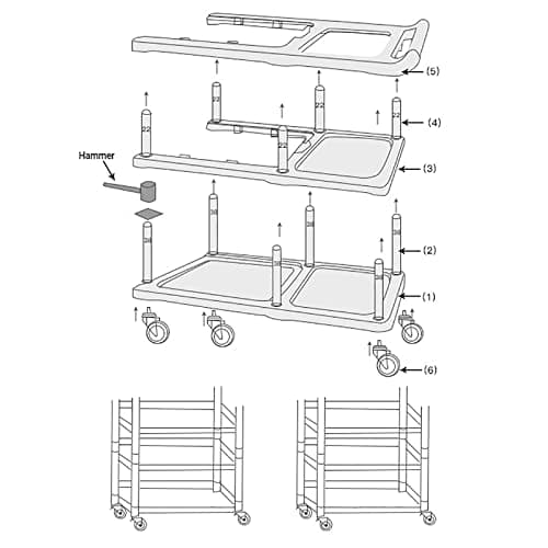 Heavy Duty 3 Tier Rolling Utility Cart with Wheels for Kitchen Restaurant Bar Storage, Commercial Grade Service Organizer — view 6