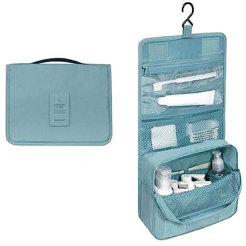 Travel Toiletry Bag, Hanging Toiletries Wash Bag Makeup Cosmetic Organizer Bags for Women Girls Kids Waterproof Foldable (Blue 1) — view 2