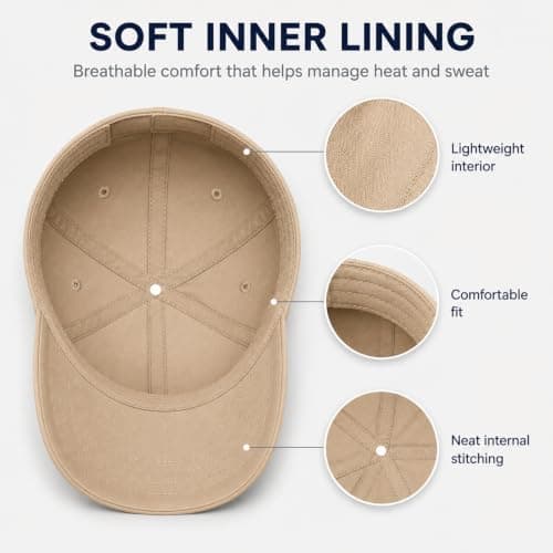 Khaki Waterproof Baseball Cap, UPF 50+ Quick-Dry Reflective Running Hat — view 6