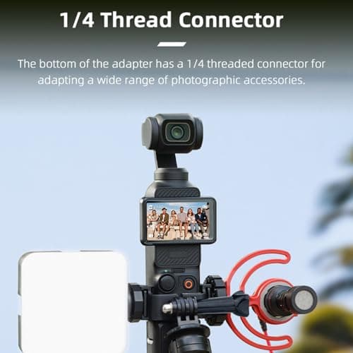 Goshyda Pocket 3 Expansion Adapter Mount, Dual Cold Shoe Mount Action Camera Extender Frame Quick Clip Mount for Microphone LED Video Light Tripod Backpack Clip — view 2