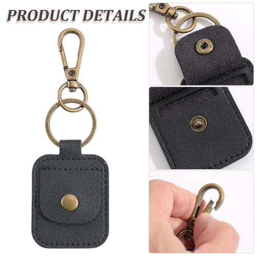 CRASPIRE Black Leather Ring Holder Keychain Portable Rings Storage Pouchs — view 5