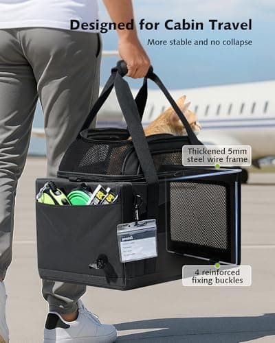 pecute Cat Carrier Top Expandable, Airline Approved Cat Carrier, Dark Grey — view 3