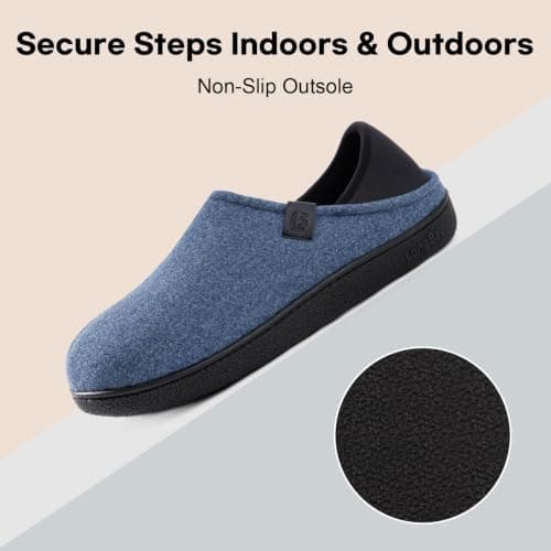 LongBay Mens Slippers Indoor Outdoor Memory Foam House Shoes Navy 7 UK — view 5