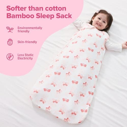 ToyaTec Baby Sleeping Bag 2.5 Tog Super soft Rayon Made from Bamboo,Baby's Bamboo fiber Sleeping Bag Autumn Winter Sleeping Blanket(Pink,M) — view 3