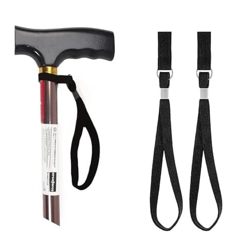Siqian Walking Stick Wrist Strap, 2pcs Walking Stick Strap Wrist Loop For Walking Stick Accessories, Black Walking Stick Clip Strap, Walking Stick Holder Wrist Strap(Black)