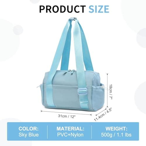 SUIKIHUM Mini Gym Bag, Small Gym Bag w/Wet Compartment for Women Sky Blue — view 3