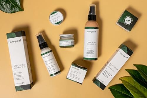 BonnyLeaf Origins Natural Skincare Set, 4-Piece, Brightening and Renewing, Auto-Replenishing Cleanser, Moisturiser & Eye Cream For Hydrating Skin, Ultra Conditioning Peppermint Lip Balm, Travel Sizes