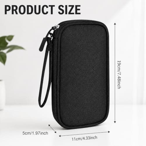 Travel Cable Organiser Bag, Portable Tech Pouch (Double-Layer Black) — view 2
