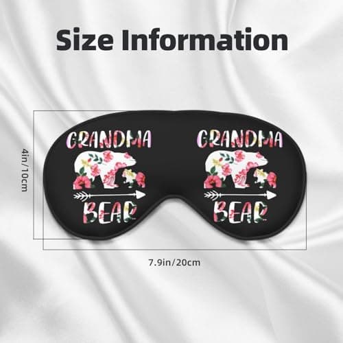 Grandma Bear Floral Flowers Eye Mask Sleep Mask Light BlockBlindfold Night Eyes Cover Soft Pressure-Free Eyeshade with Elastic Strap for Home Travel Office Nap Yoga — view 3