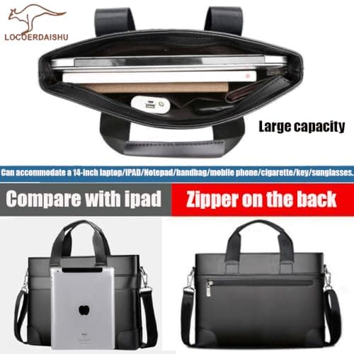 LOCOERDAISHU 15 Inch Laptop Briefcase Messenger Bag for Men Women, Waterproof Laptop Shoulder Bag, Business Laptop Crossbody Daypack for Office Work Travel Outdoor (Brown) — view 6