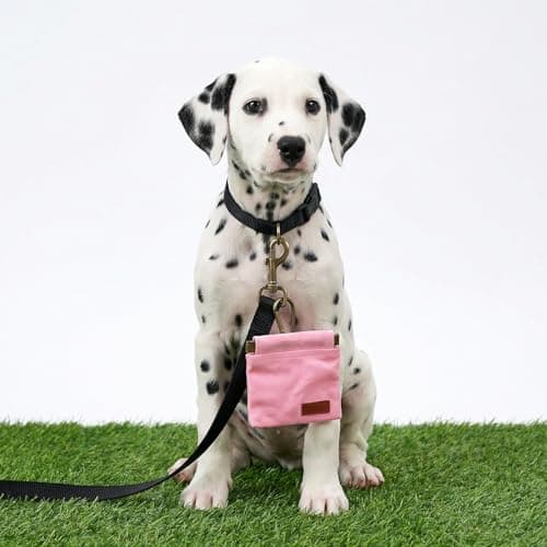 2 Pcs Dog Treat Pouch Hand Free Pet Training Pouch Canvas Training Bag with Carabiner Portable Pet Dog Walking BagSelf-Closing Pets Feed Snack Reward Behavior Aids for Puppy Travel Outdoor Pink Black — view 6