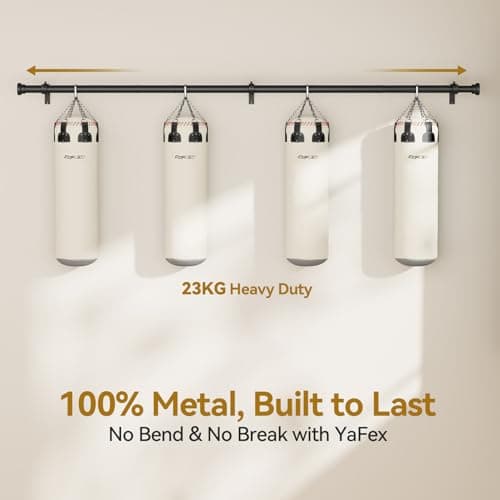 YaFex Curtain Poles 82 to 213 cm, Heavy Duty 25mm Expandable Metal Curtain Pole for Windows, Black Long Curtain Rod with Brackets for Bedroom,Living Room, Easy Installation — view 3