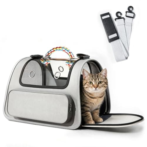 Wolliran Foldable Pet Carrier, Soft-Sided Cat & Dog Travel Bag, Grey