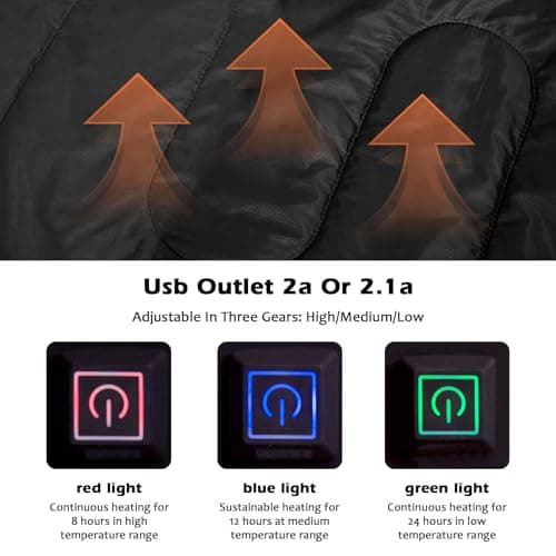 Heated Sleeping Bag, Electric Warm Bag Pad with 3 Adjustable Heating Levels, USB Powered Heating Pads Adjustable Hood, 0 Degree Camping Sleeping Bag Keep Warm for Cold Weather Outdoor Hiking (Orange) — view 4