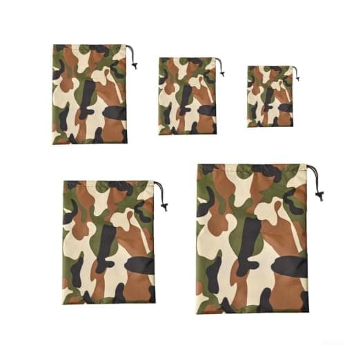 Honseadek Camo Stuff Sacks Set, 5-Pack Drawstring Storage Bags for — view 2
