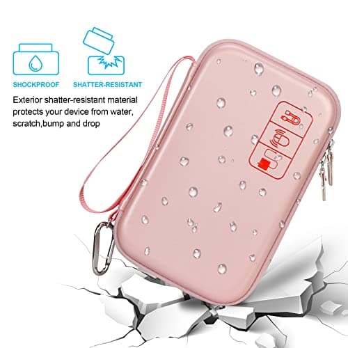 Elonbo Hard Travel Cords Organizer Universal Small Electronic Accessories Carrying Bag for Chargers MacBook Adapter Magic Mouse Apple Pencil Flash Disk Tech Portable Storage Bag, Rose Gold — view 6