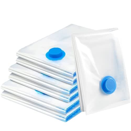 Vacuum Storage Bags for Clothes - 6 Pack(2 Jumbo + 2 Large Medium) Reusable Sealer with Double Zip Seal Travel Space Saver Duvets, Bedding, Quilts, Pillows